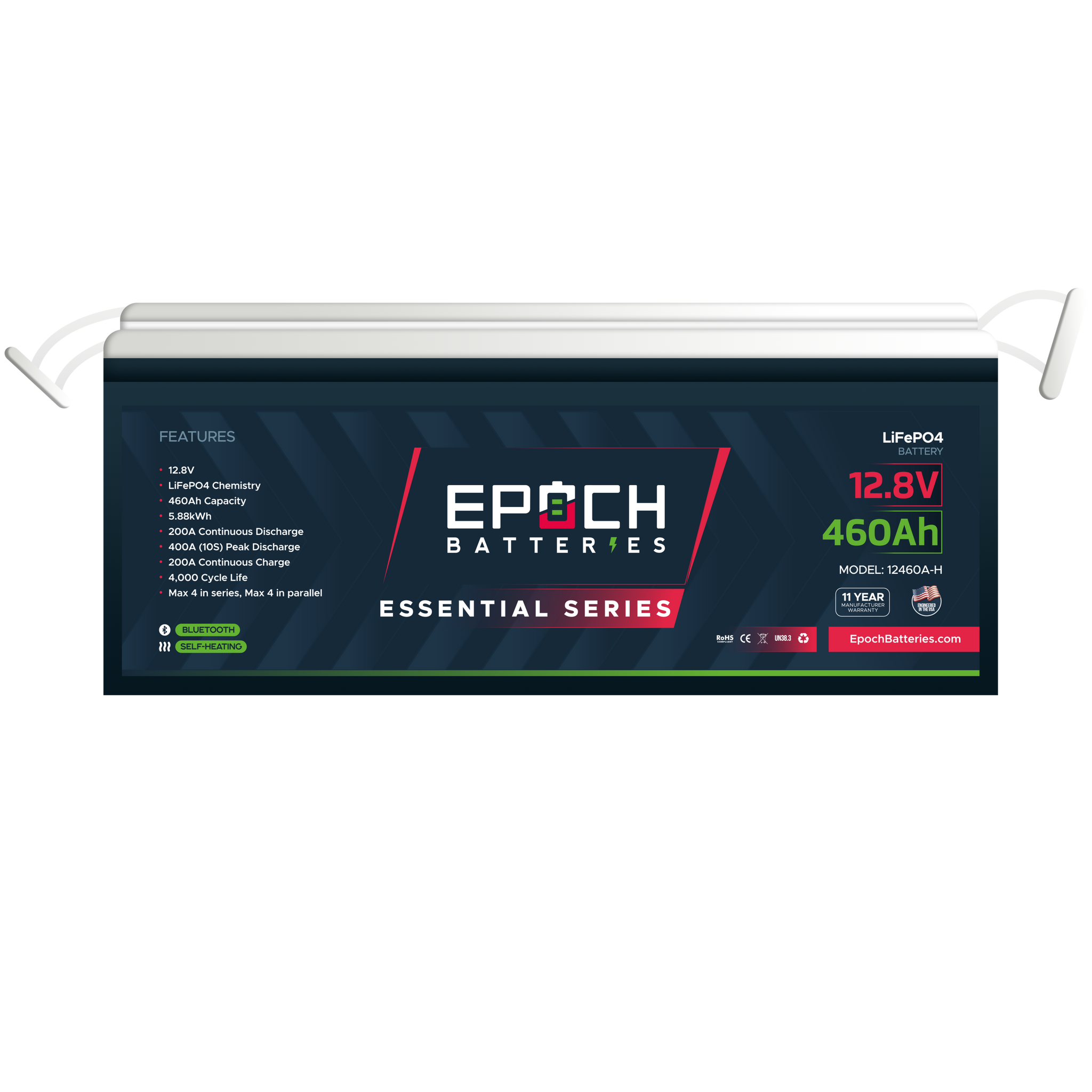 Epoch Batteries 12V 460Ah Essential Series - Heated & Bluetooth LiFePO4 Battery
