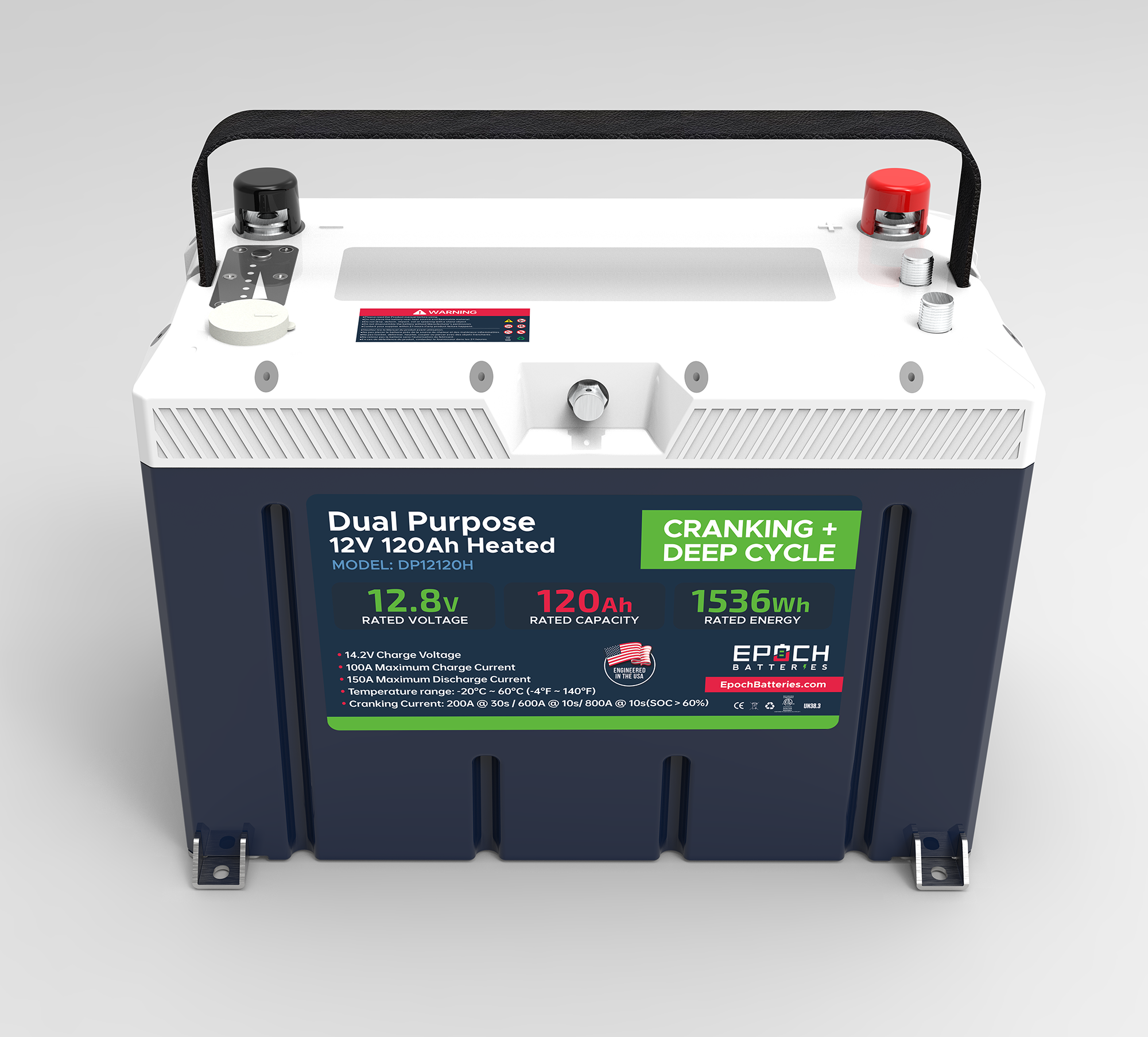 12V 120Ah (1.54kWh) Pro Series - LiFePO4 Cranking & Deep Cycle Lithium Battery (Dual Purpose)