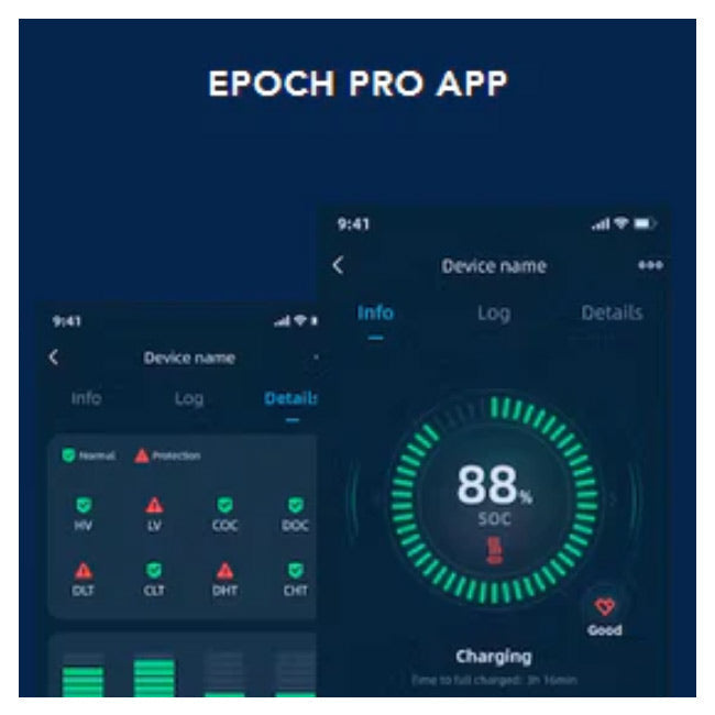 Epoch Batteries 12V 50Ah Essential Series - Bluetooth LiFePO4 Battery